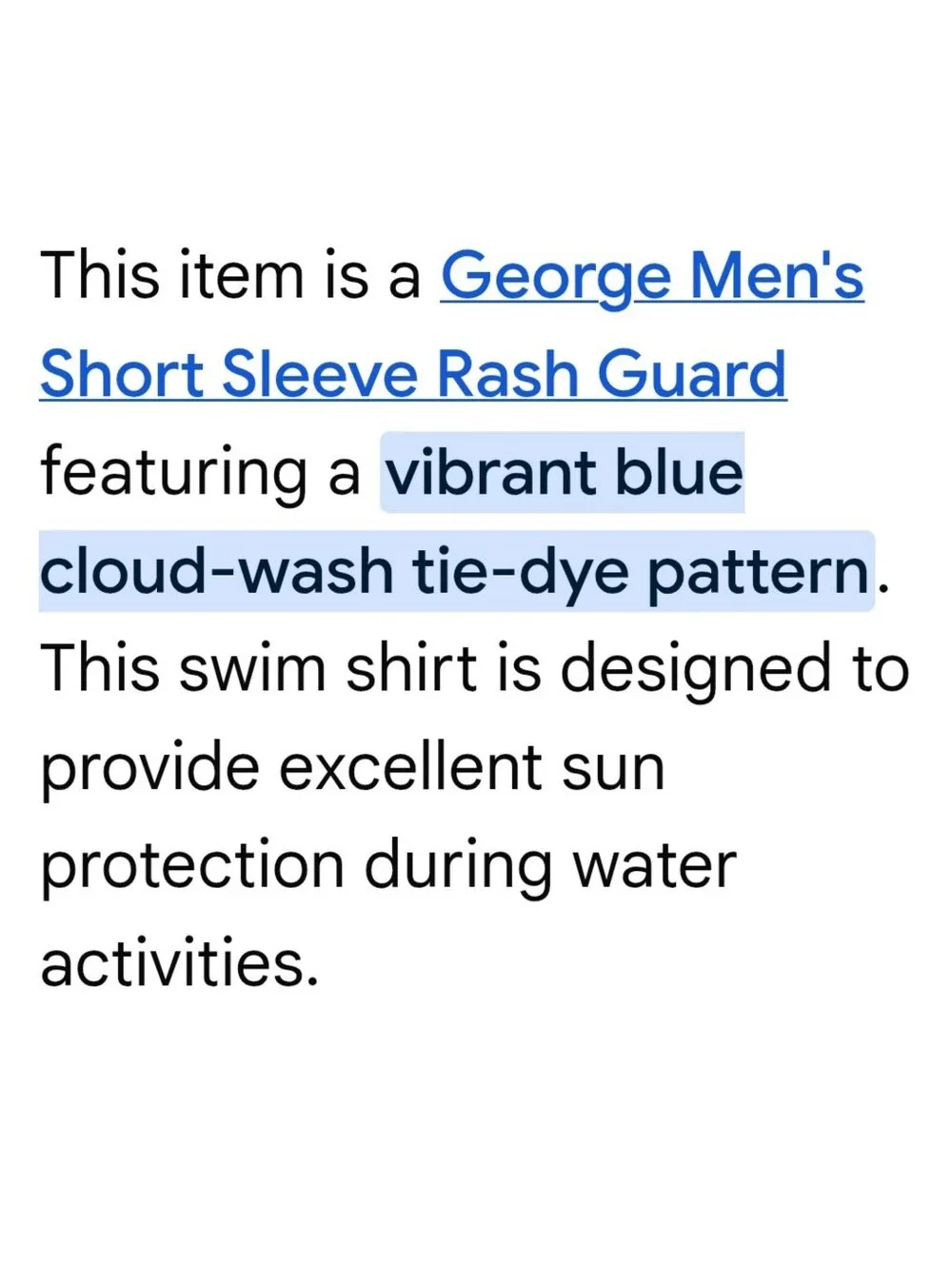 George Men's Blue Cloud Wash Tie Dye Swim Rash Guard